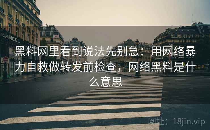 黑料网里看到说法先别急：用网络暴力自救做转发前检查，网络黑料是什么意思