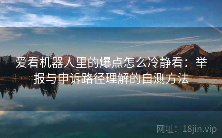 爱看机器人里的爆点怎么冷静看：举报与申诉路径理解的自测方法