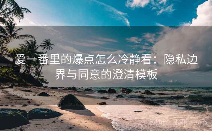 爱一番里的爆点怎么冷静看：隐私边界与同意的澄清模板