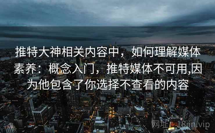 推特大神相关内容中，如何理解媒体素养：概念入门，推特媒体不可用,因为他包含了你选择不查看的内容